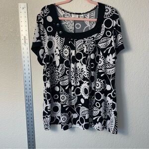 Cato Black and White Floral loose fit  Blouse, top, shirt